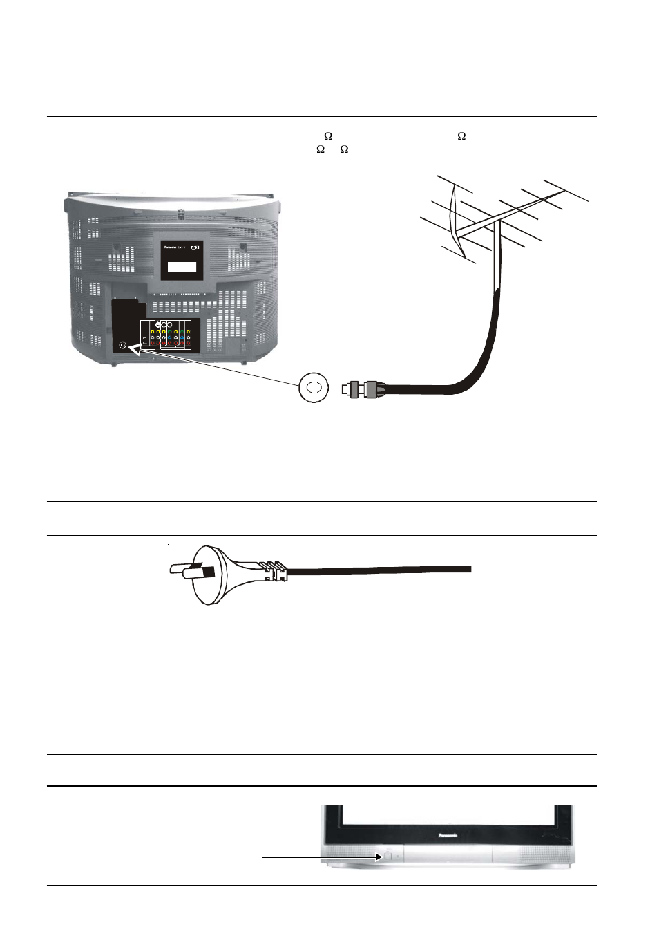 Getting started, Connect the aerial, Connect the power plug | Turn on the television, Getting started connect the aerial | Panasonic TX-76PW300A User Manual | Page 6 / 40