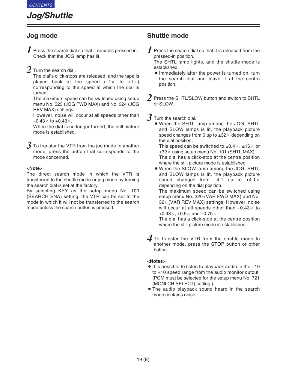 Jog/shuttle | Panasonic VQT9958 User Manual | Page 19 / 77
