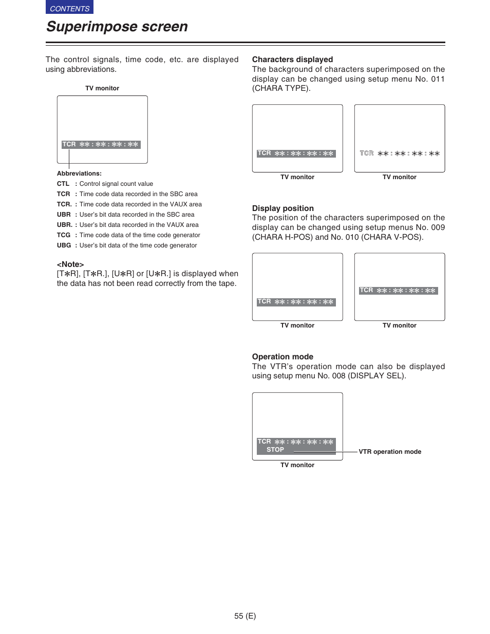 Superimpose screen | Panasonic VQT9958 User Manual | Page 55 / 77