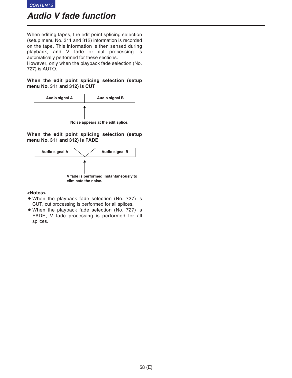 Audio v fade function | Panasonic VQT9958 User Manual | Page 58 / 77