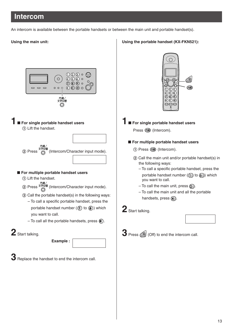 Intercom | Panasonic KX-PW503DL User Manual | Page 13 / 20