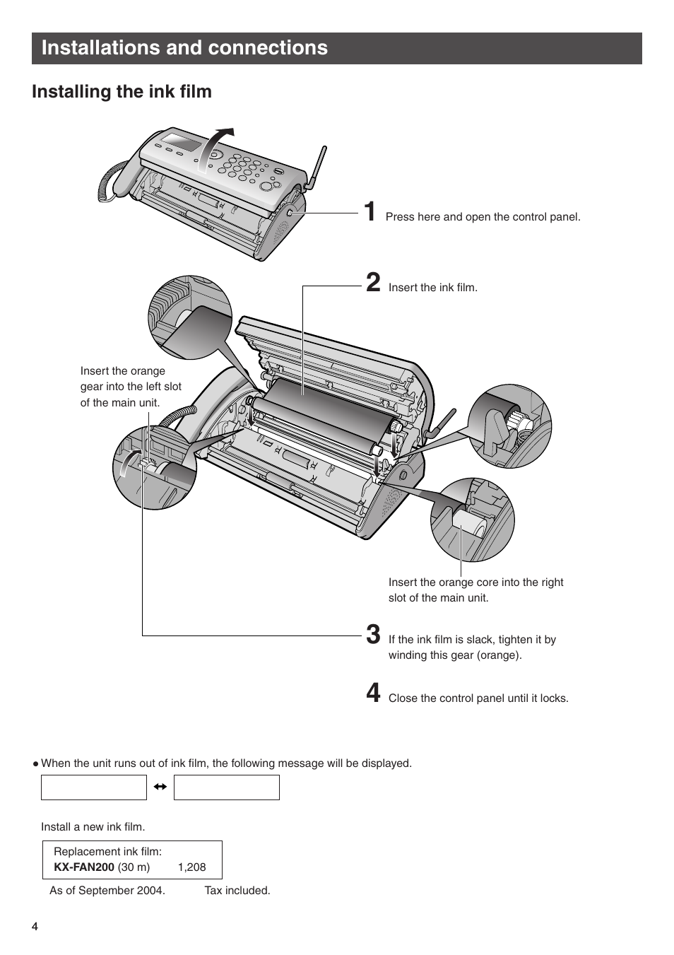 Installations and connections | Panasonic KX-PW503DL User Manual | Page 4 / 20