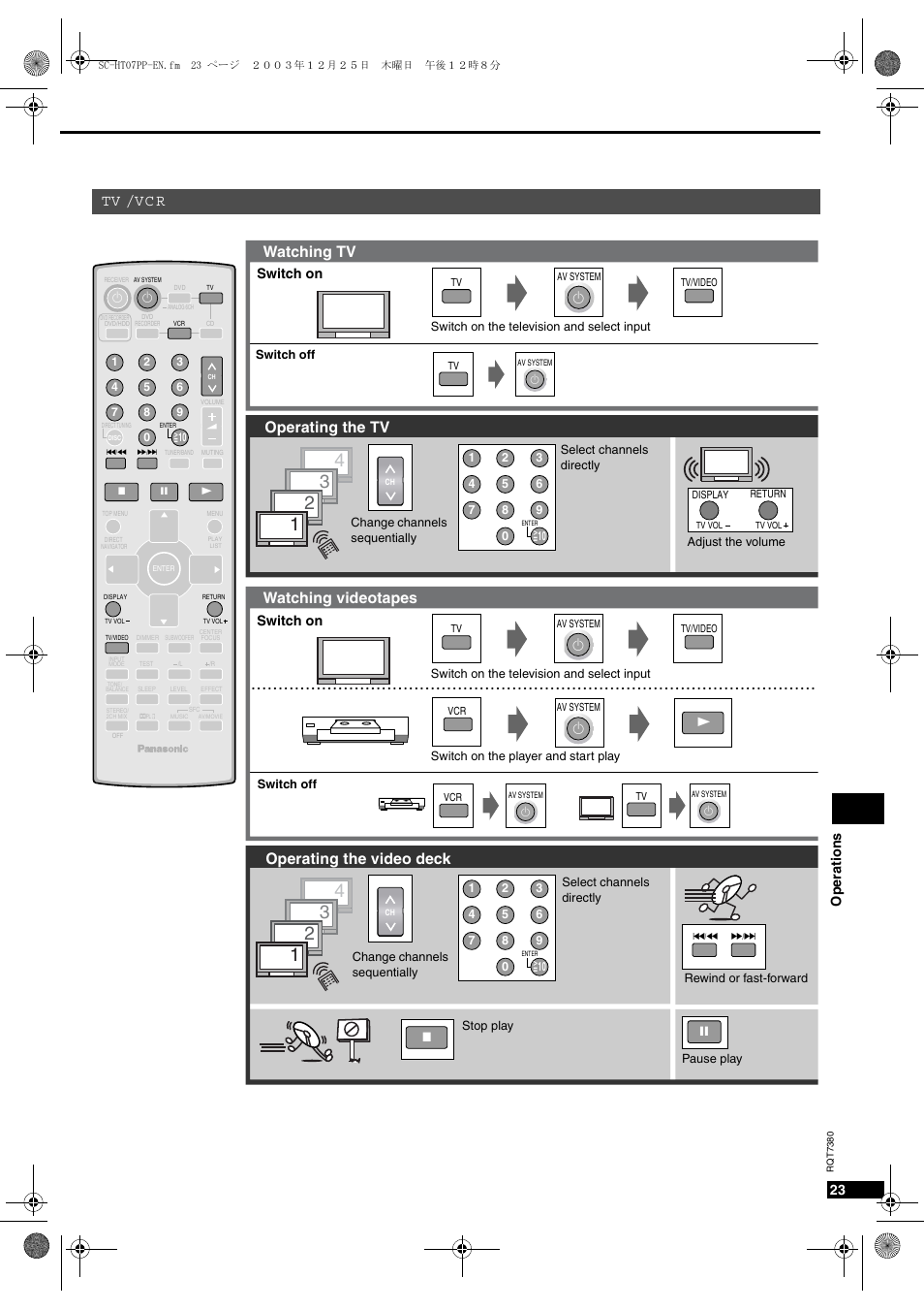 Tv / vc r, 7atching 46 | Panasonic HT-SC07 User Manual | Page 23 / 28