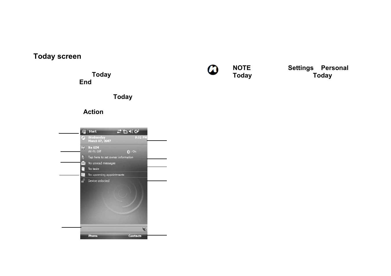 Oday screen, Today screen | Panasonic RG4-E02 User Manual | Page 19 / 128