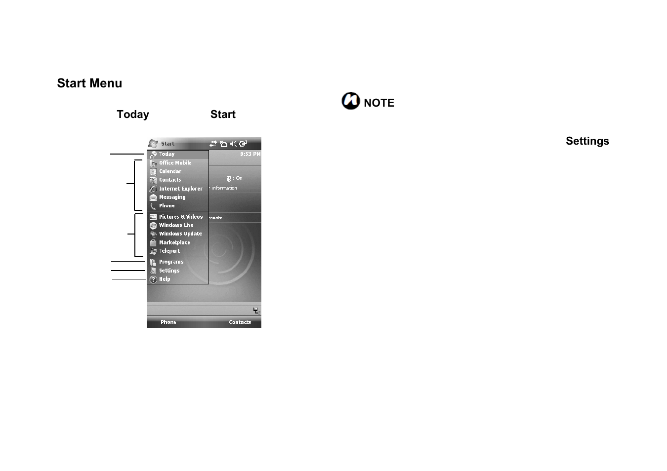 Tart, Start menu | Panasonic RG4-E02 User Manual | Page 20 / 128