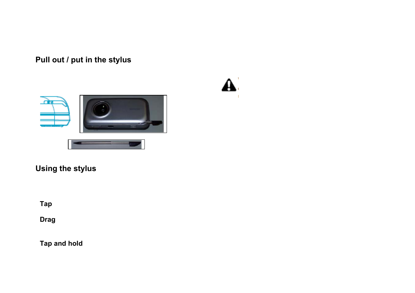 Ull out, Put in the stylus, Sing the stylus | Panasonic RG4-E02 User Manual | Page 27 / 128
