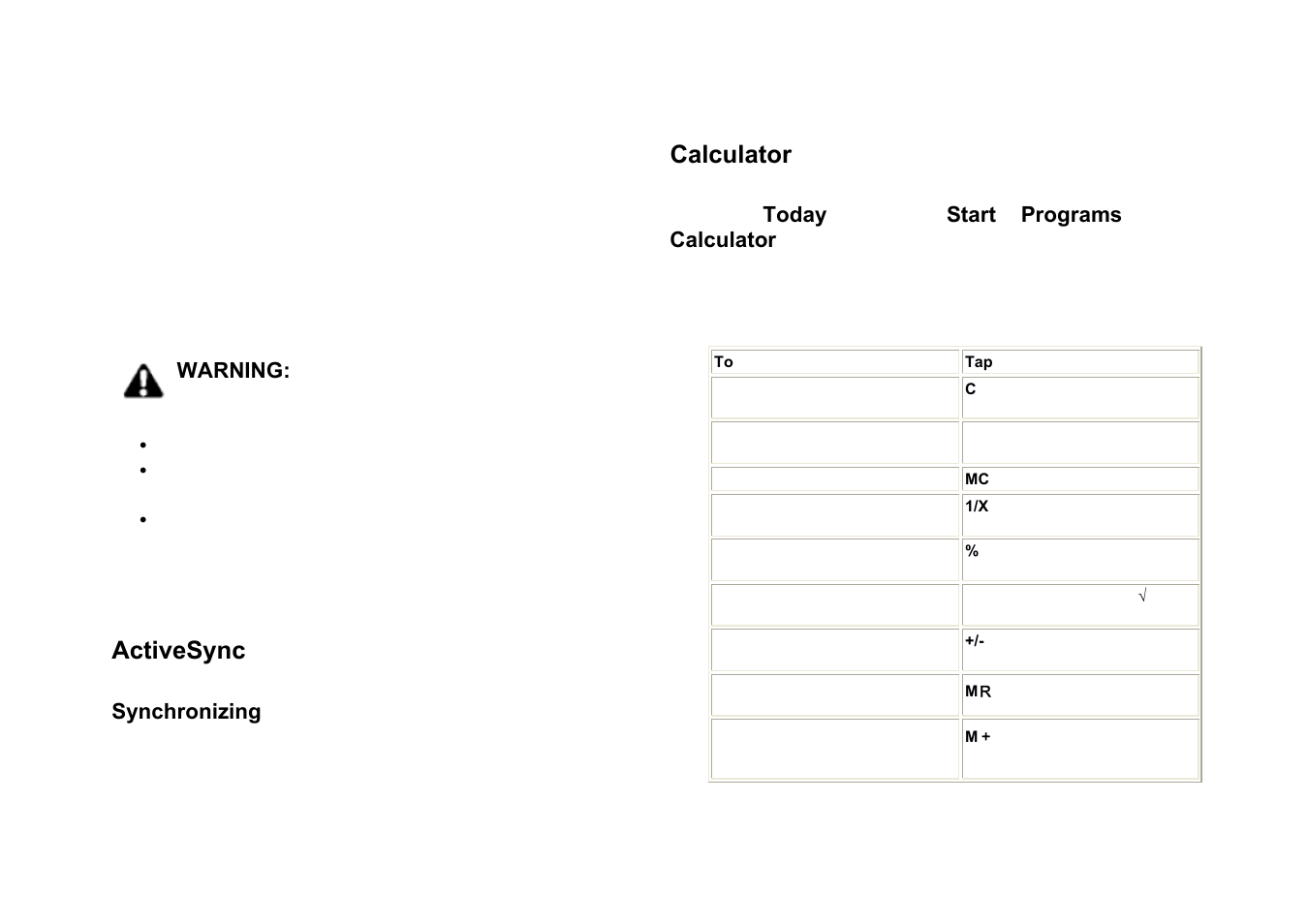 Activesync, Calculator | Panasonic RG4-E02 User Manual | Page 84 / 128