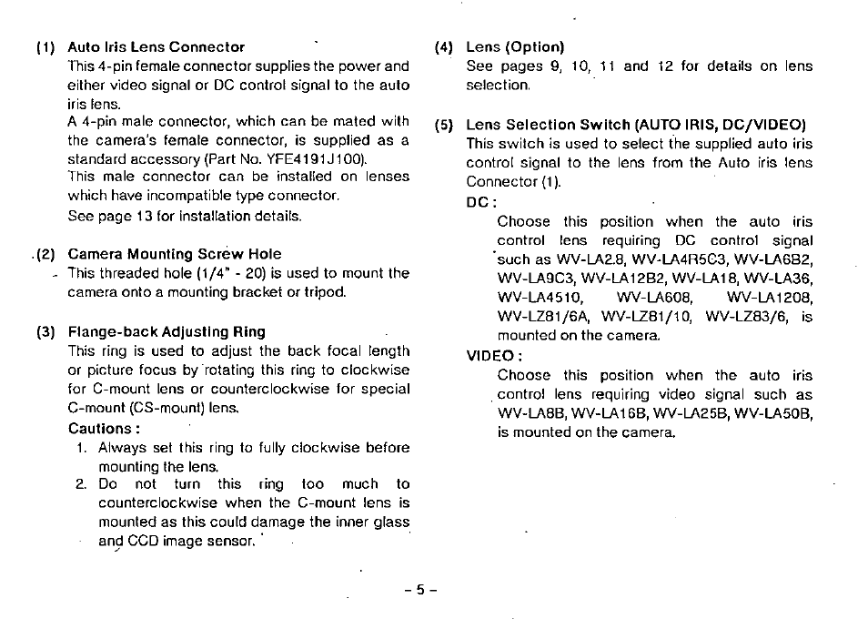 Panasonic WV-BP100 User Manual | Page 7 / 20