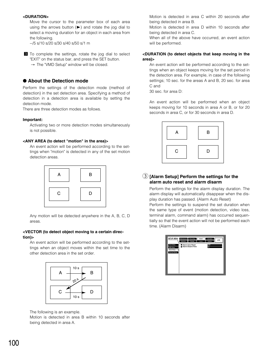 About the detection mode, Ab c d | Panasonic WJ-HD316 User Manual | Page 100 / 160
