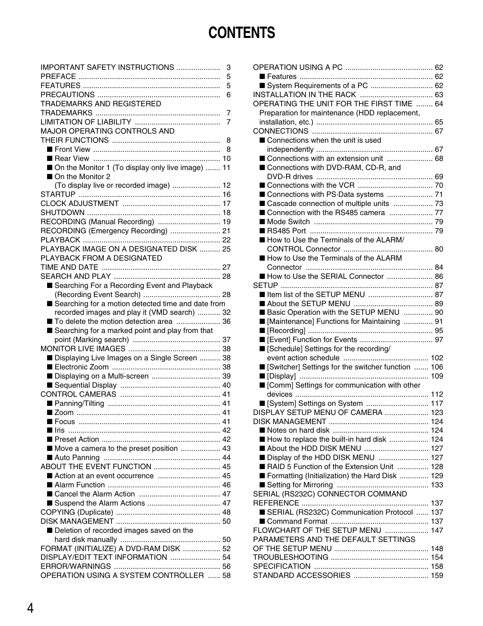 Panasonic WJ-HD316 User Manual | Page 4 / 160