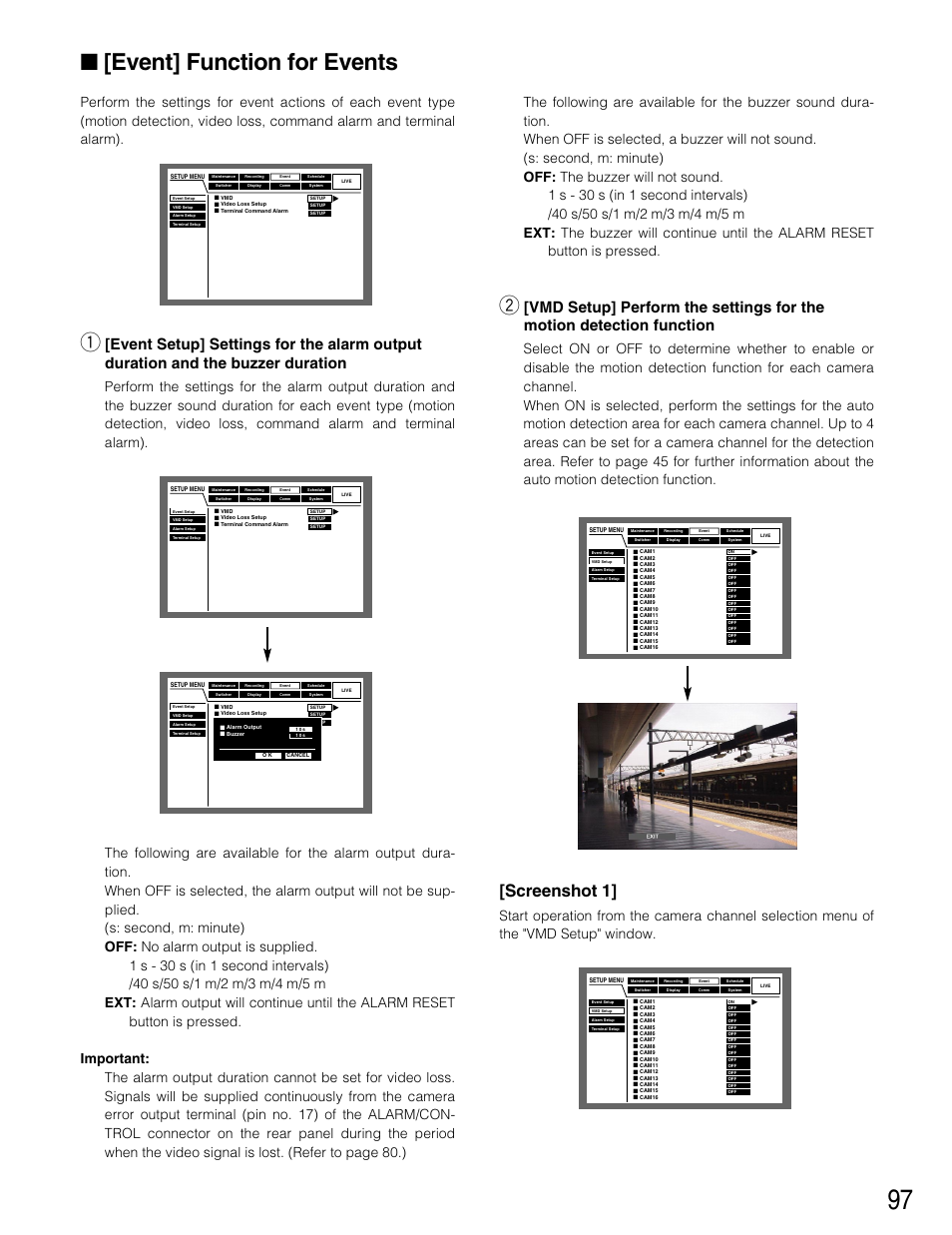 Event] function for events, Screenshot 1 | Panasonic WJ-HD316 User Manual | Page 97 / 160