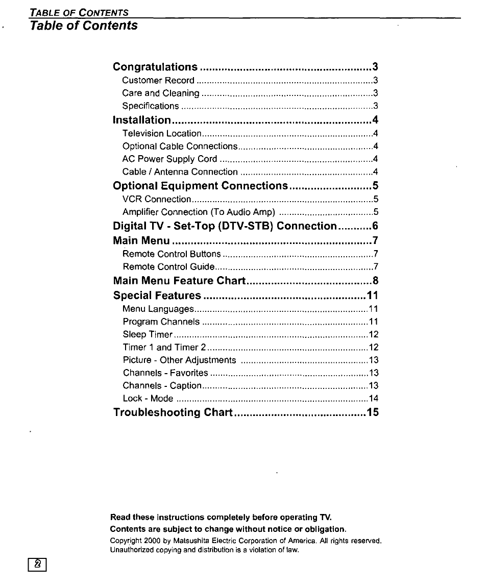 Panasonic CT-27D10U User Manual | Page 4 / 36