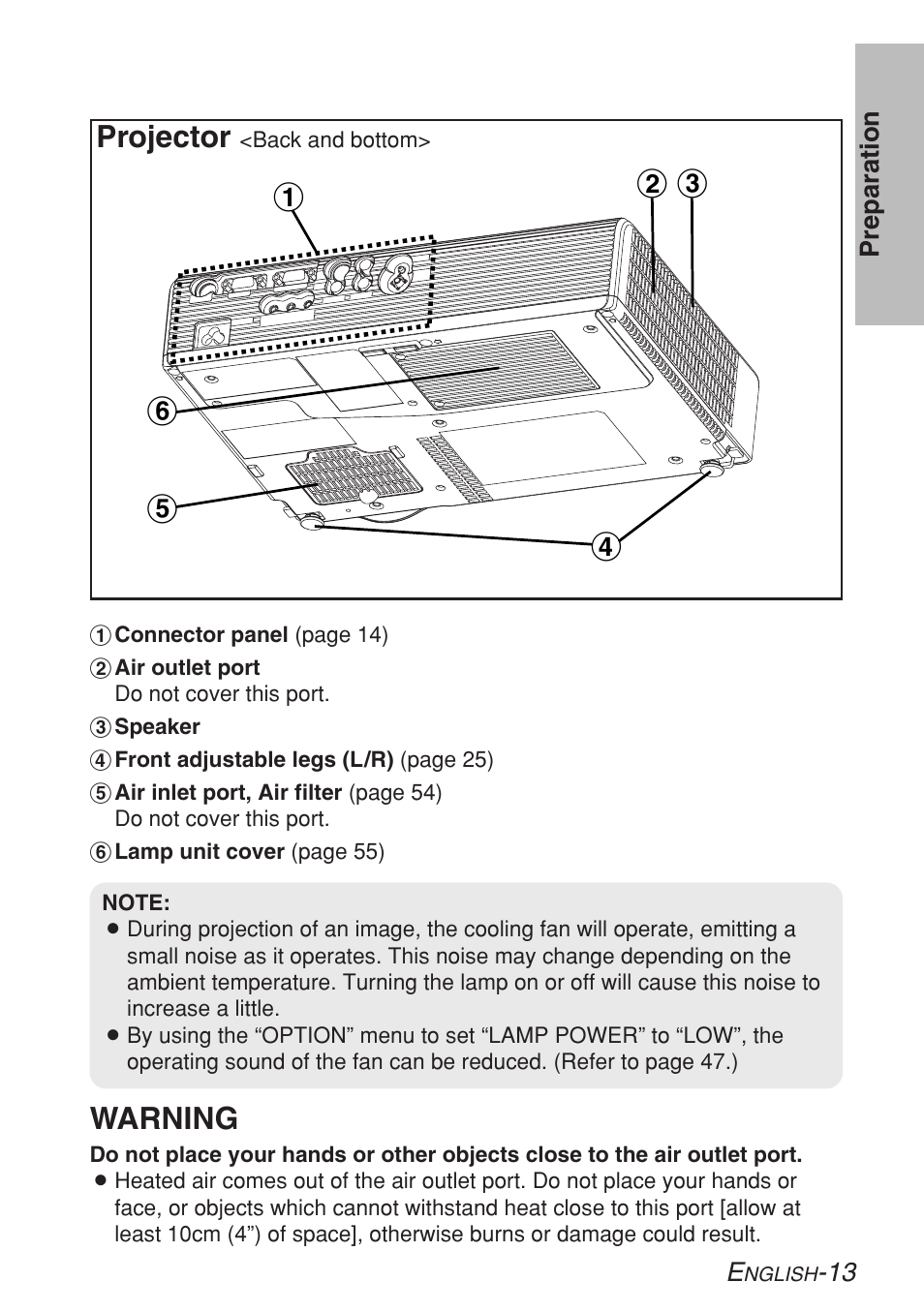 Warning, Projector | Panasonic PT-LB30U User Manual | Page 13 / 144