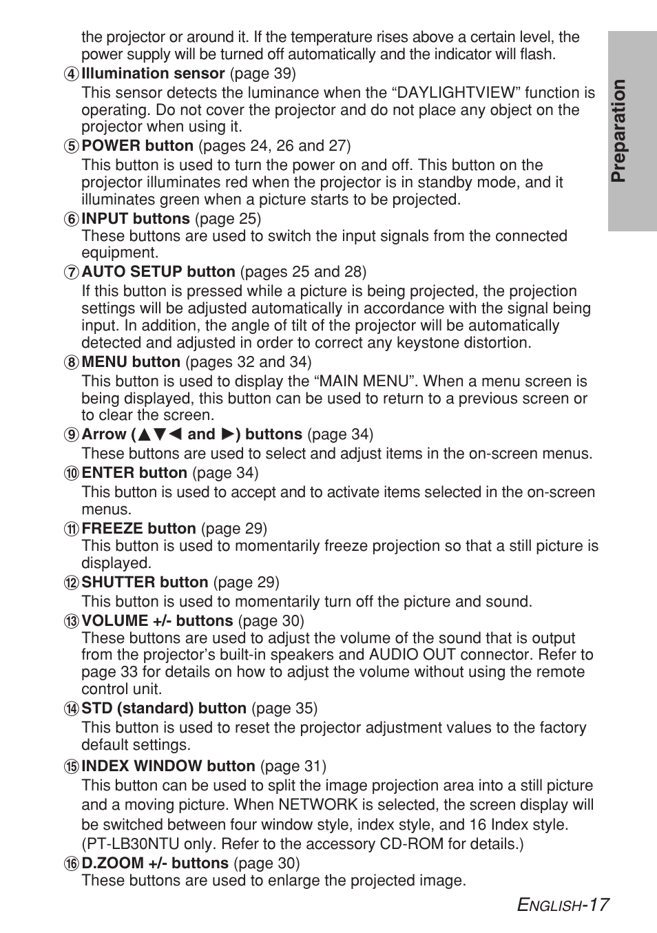 17 preparation | Panasonic PT-LB30U User Manual | Page 17 / 144