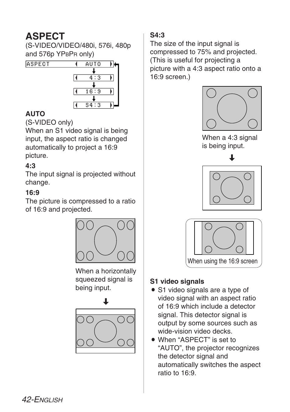Aspect | Panasonic PT-LB30U User Manual | Page 42 / 144