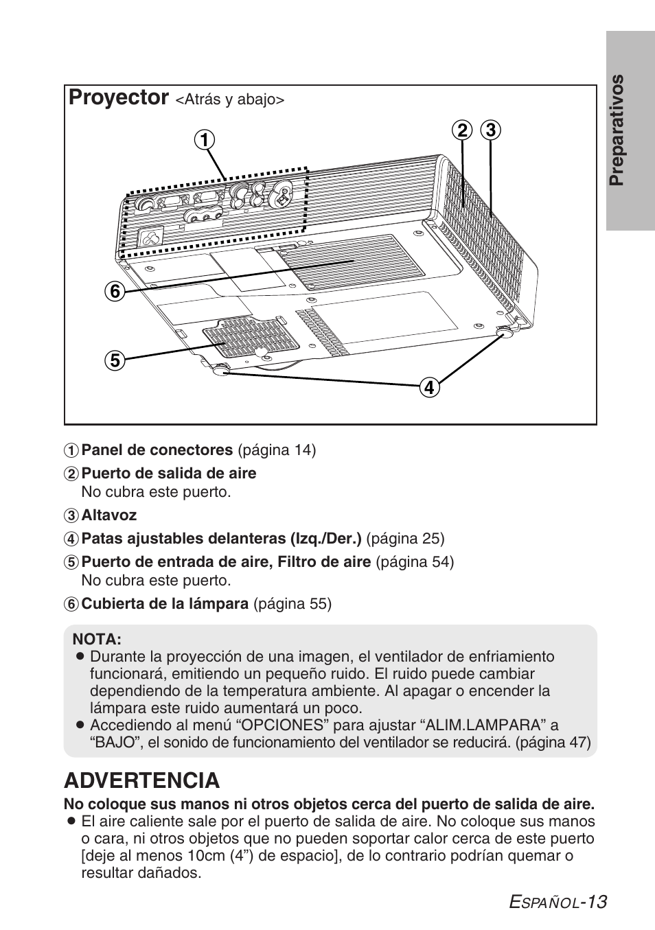 Advertencia, Proyector | Panasonic PT-LB30U User Manual | Page 89 / 144