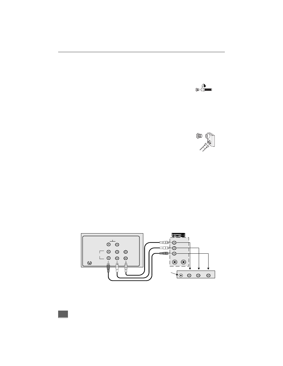 Cable / antenna, Cable connection, Antenna connection | Optional equipment connections, Nstallation, Procedure | Panasonic CT-27G6 User Manual | Page 6 / 32