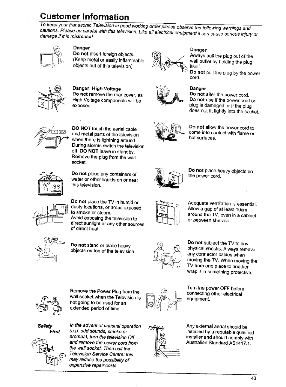 Il w l¿1, Customer information | Panasonic TX-86W100A User Manual | Page 43 / 48