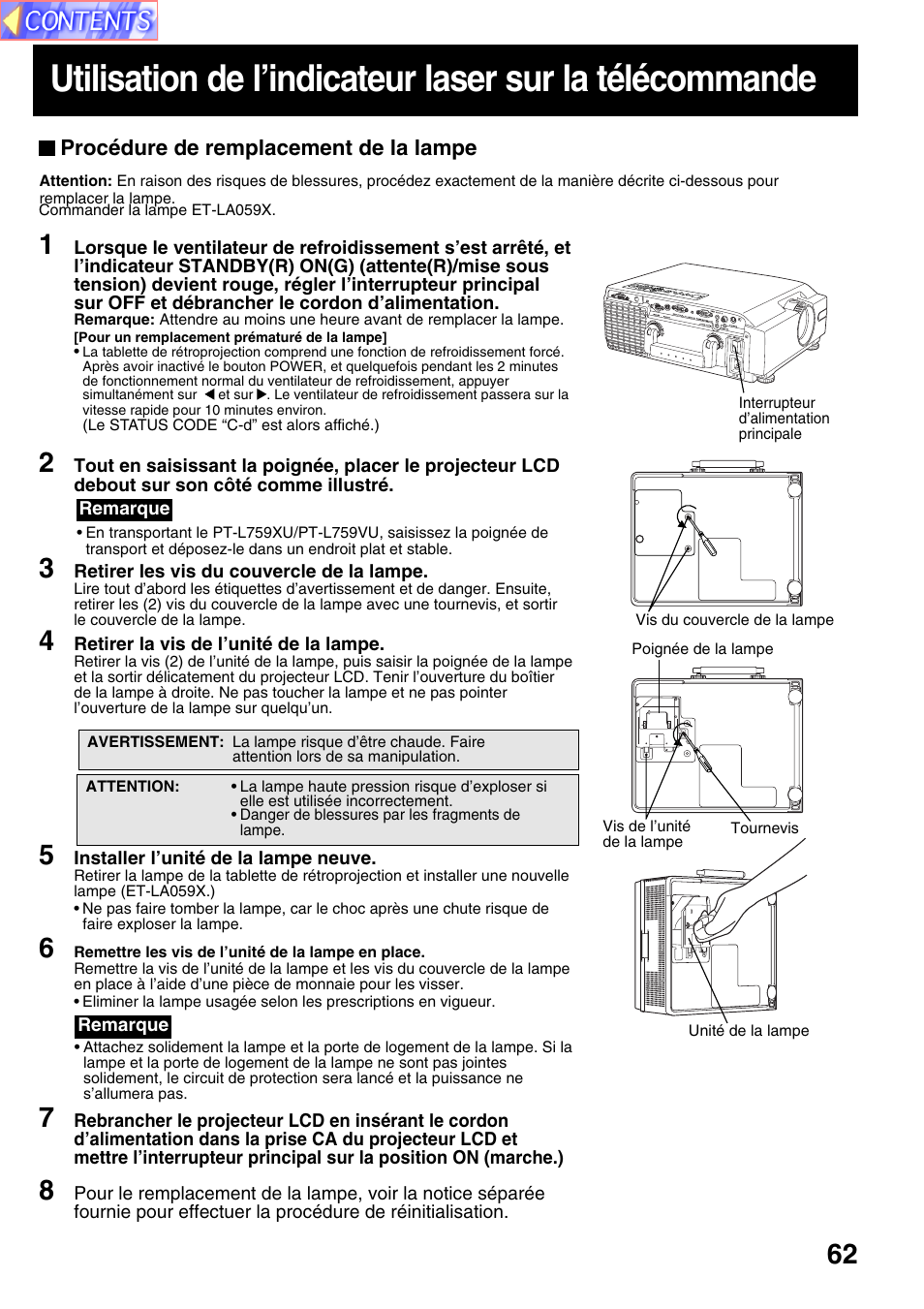 Panasonic PT-L759VU User Manual | Page 62 / 68