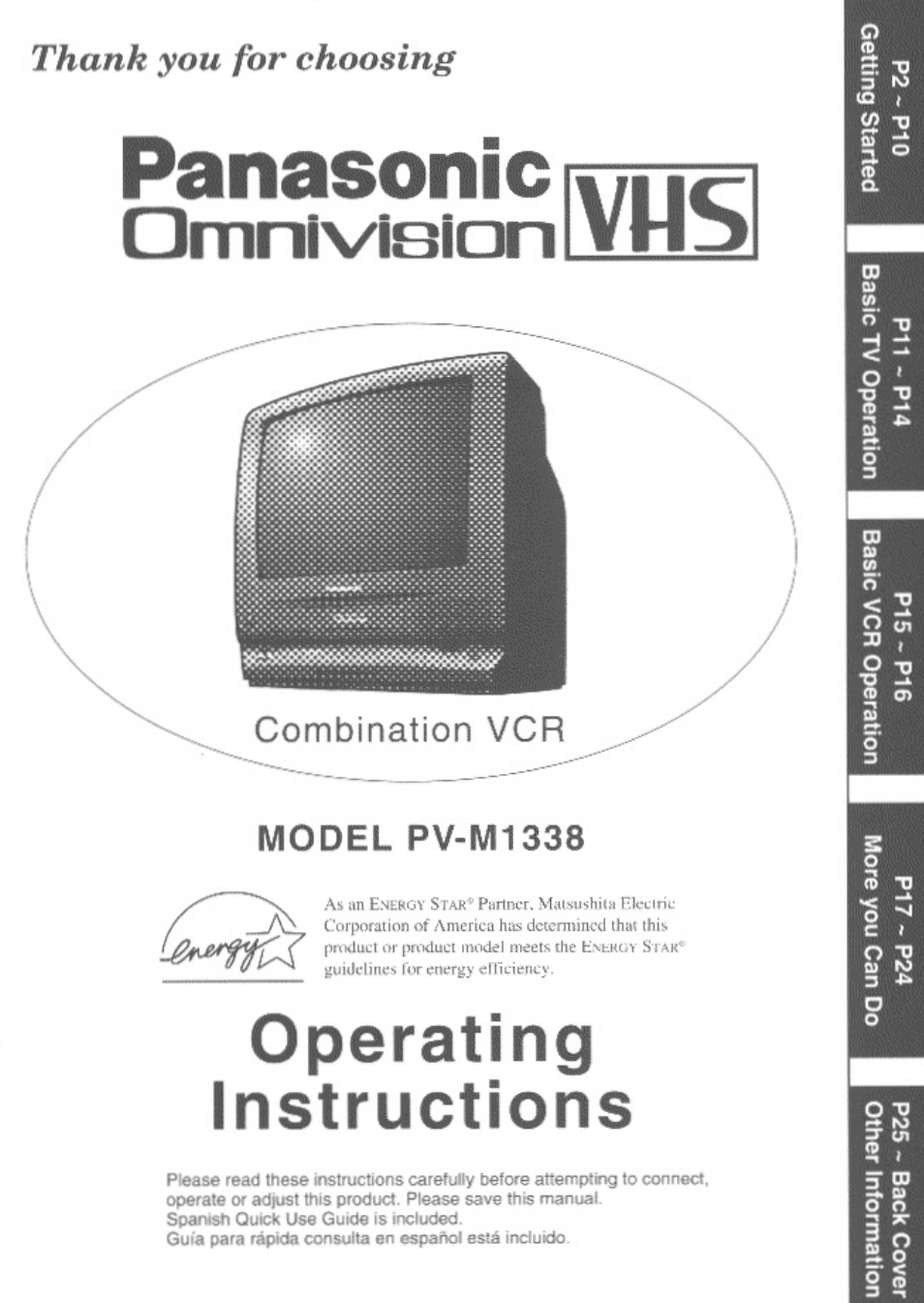 Panasonic PV-M1338 User Manual | 32 pages