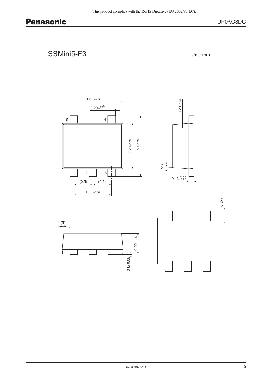 Ssmini5-f3, Up0kg8dg, Unit: mm | Panasonic UP0KG8DG User Manual | Page 5 / 6