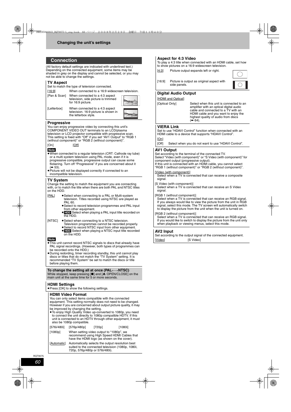 Connection | Panasonic DMR-EH58 User Manual | Page 60 / 80
