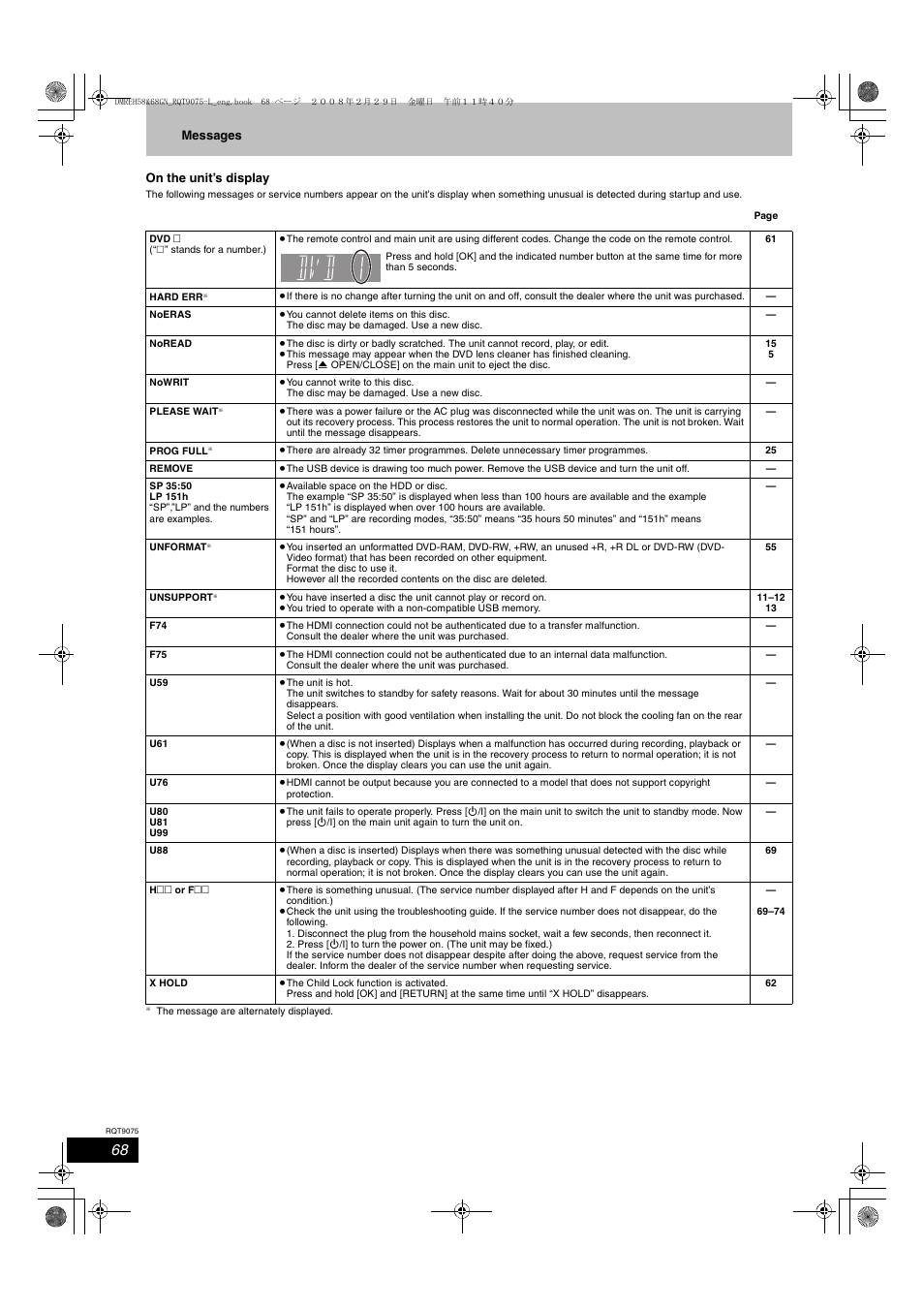 Panasonic DMR-EH58 User Manual | Page 68 / 80