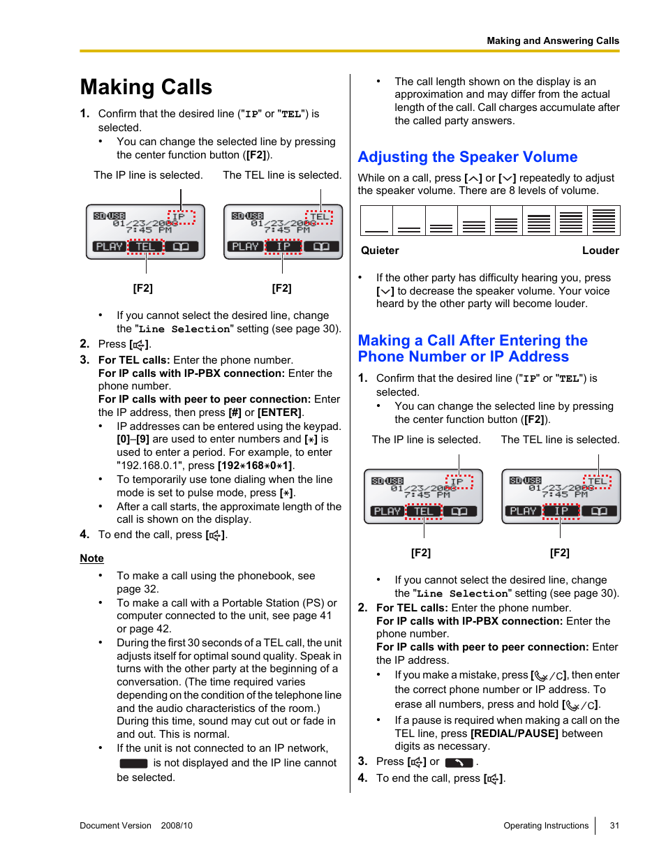 Making calls, Adjusting the speaker volume | Panasonic KX-NT700 User Manual | Page 31 / 72