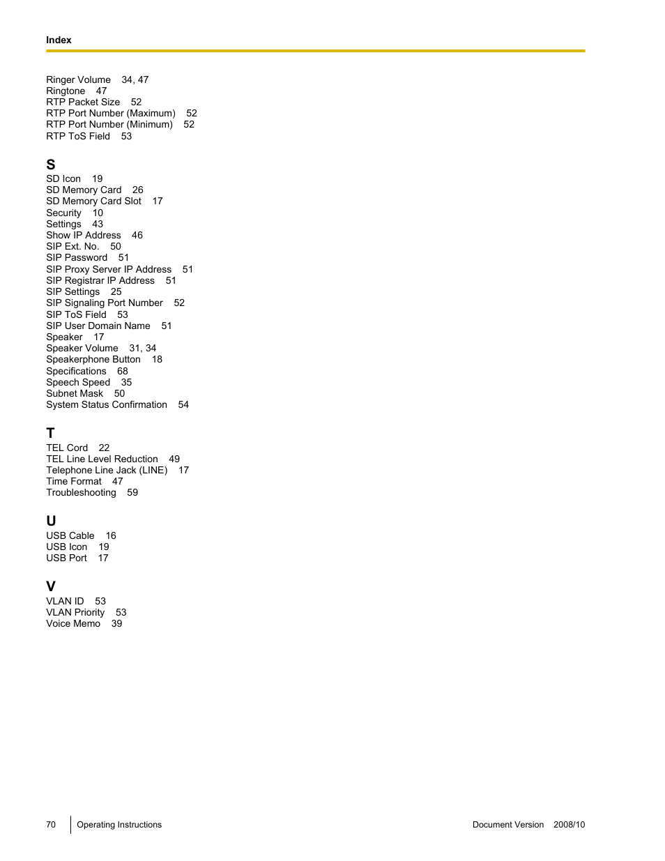 Panasonic KX-NT700 User Manual | Page 70 / 72