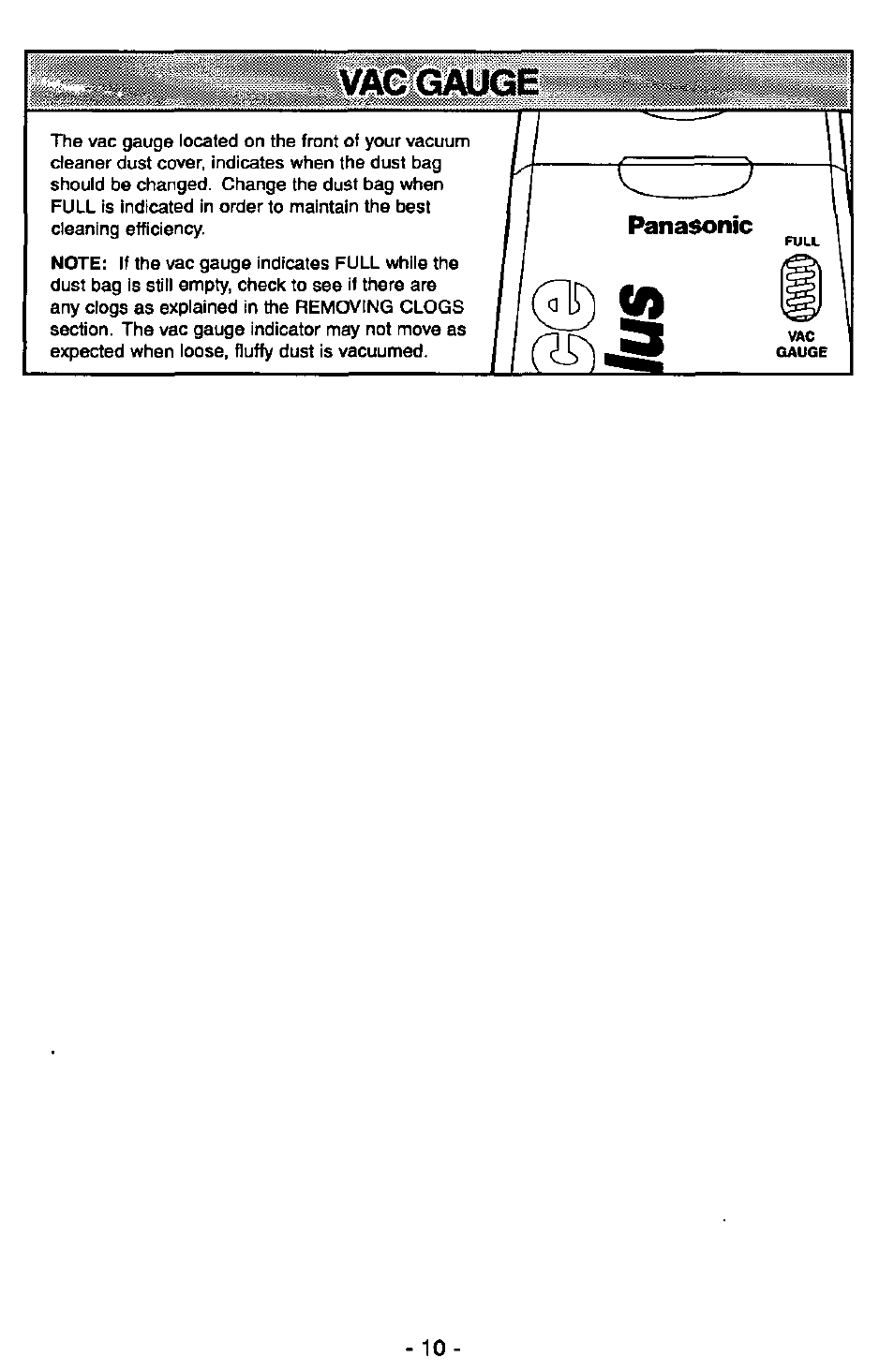 Vac gauge, Panasonic | Panasonic MC-V7347 User Manual | Page 10 / 48