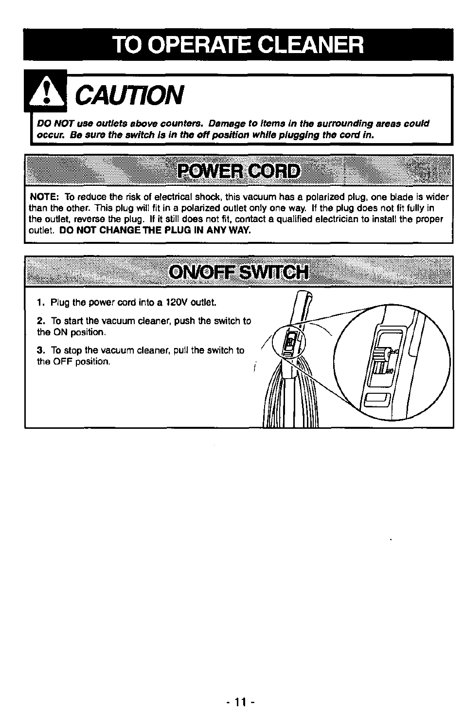 Caution | Panasonic MC-V7347 User Manual | Page 11 / 48
