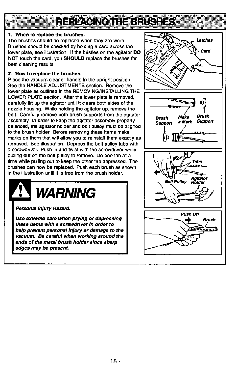 Warning, Reele^ng.illlebblbhes1 | Panasonic MC-V7347 User Manual | Page 18 / 48