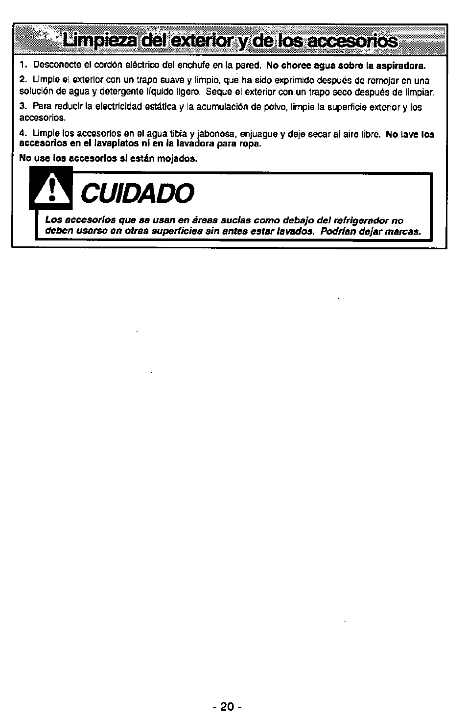 Cuidado | Panasonic MC-V7347 User Manual | Page 44 / 48