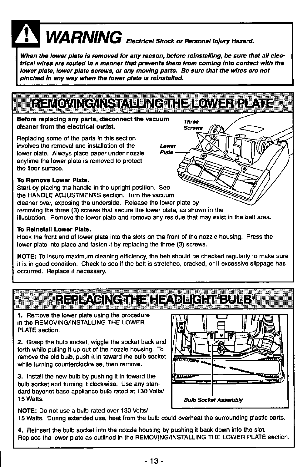 Warning | Panasonic MC-V5710 User Manual | Page 13 / 40