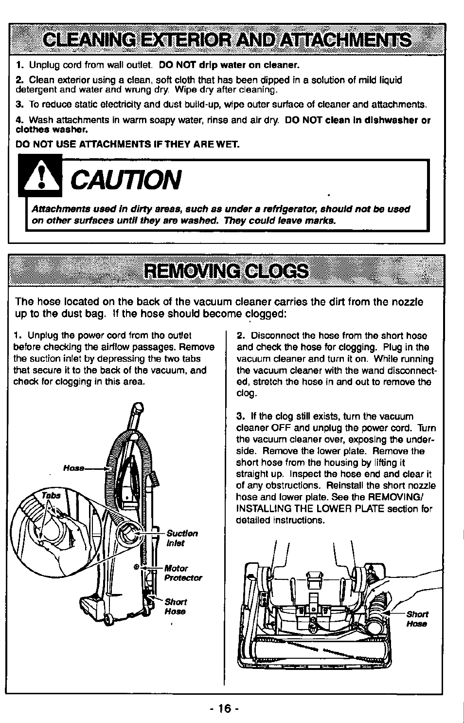 Caunon, Removing clogs | Panasonic MC-V5710 User Manual | Page 16 / 40