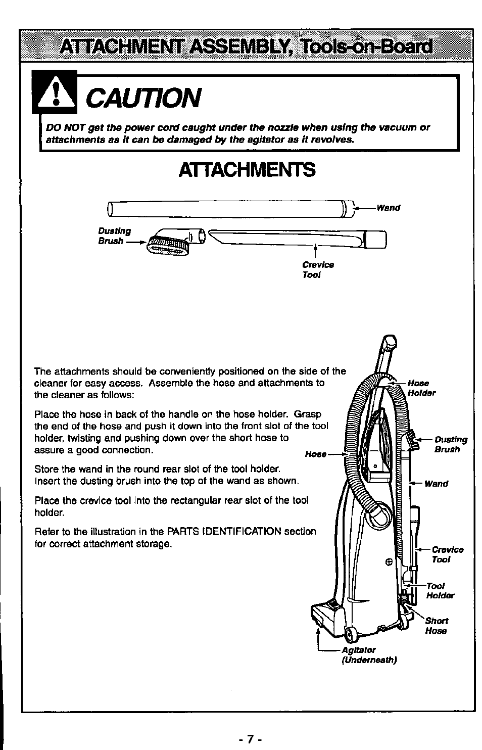 Caution, Attachments, Ííl7iiyiliimen | Assembly | Panasonic MC-V5710 User Manual | Page 7 / 40