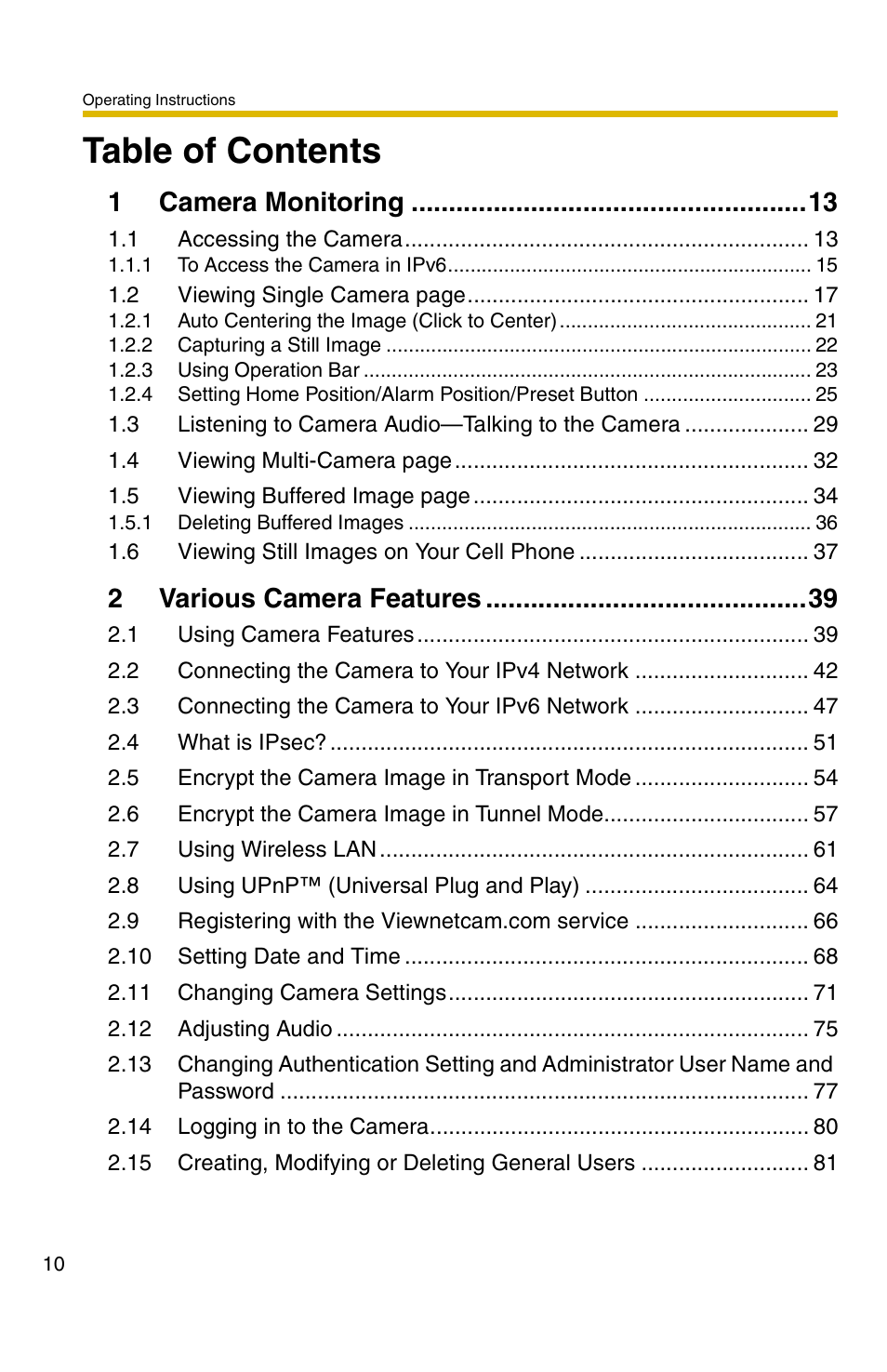 Panasonic BB-HCM371A User Manual | Page 10 / 160