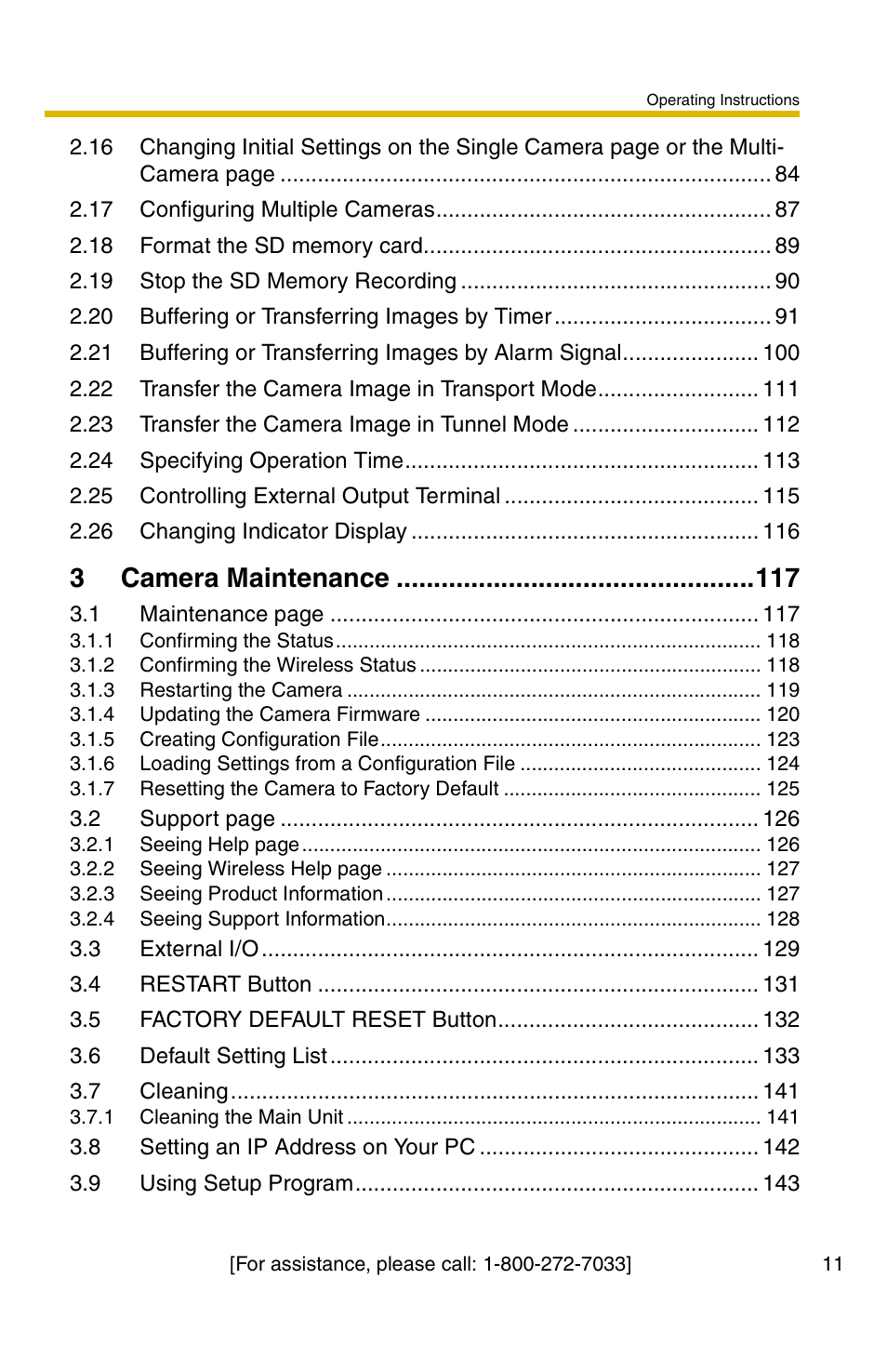 3 camera maintenance 117, 3camera maintenance | Panasonic BB-HCM371A User Manual | Page 11 / 160