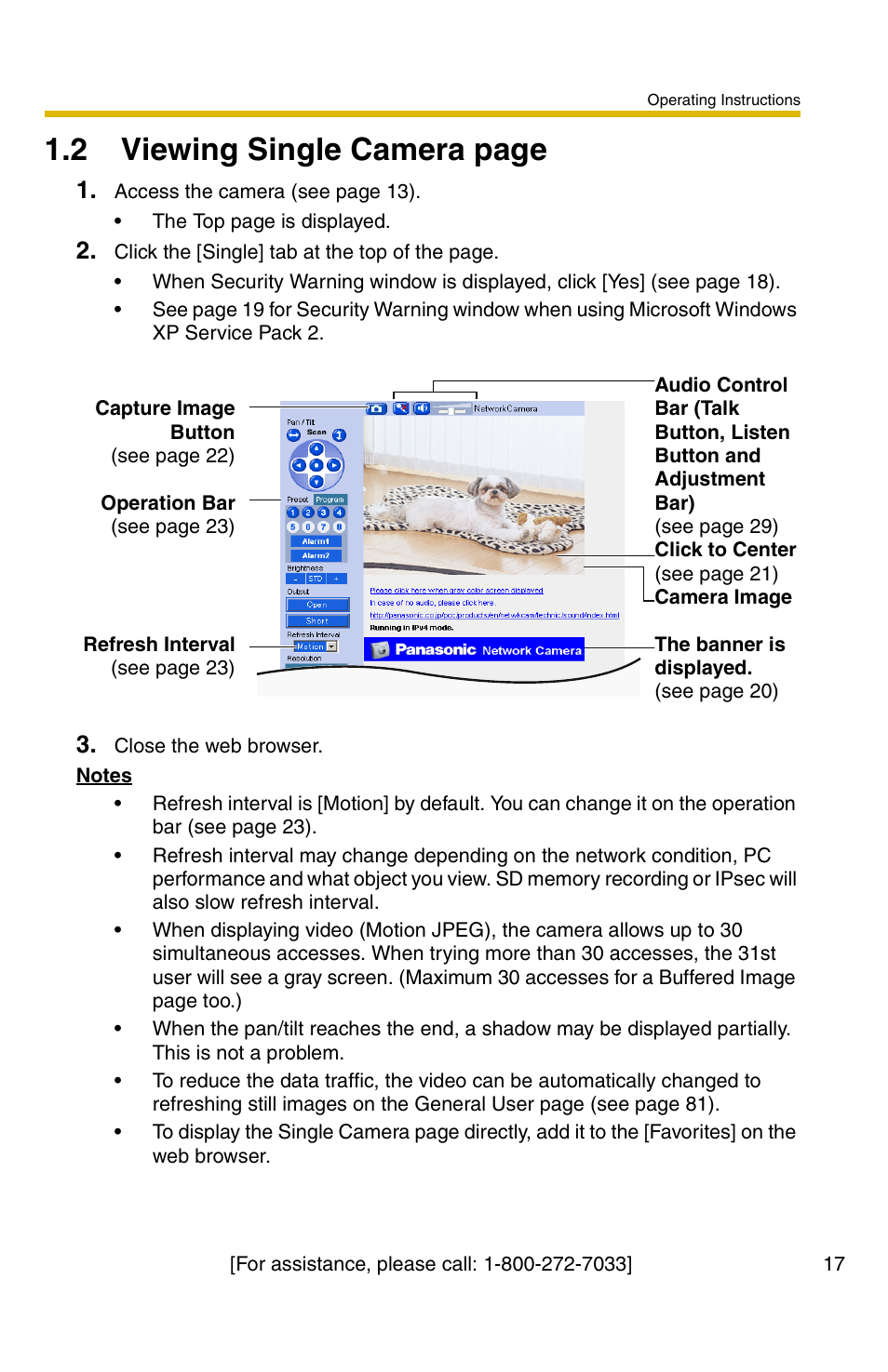 2 viewing single camera page | Panasonic BB-HCM371A User Manual | Page 17 / 160