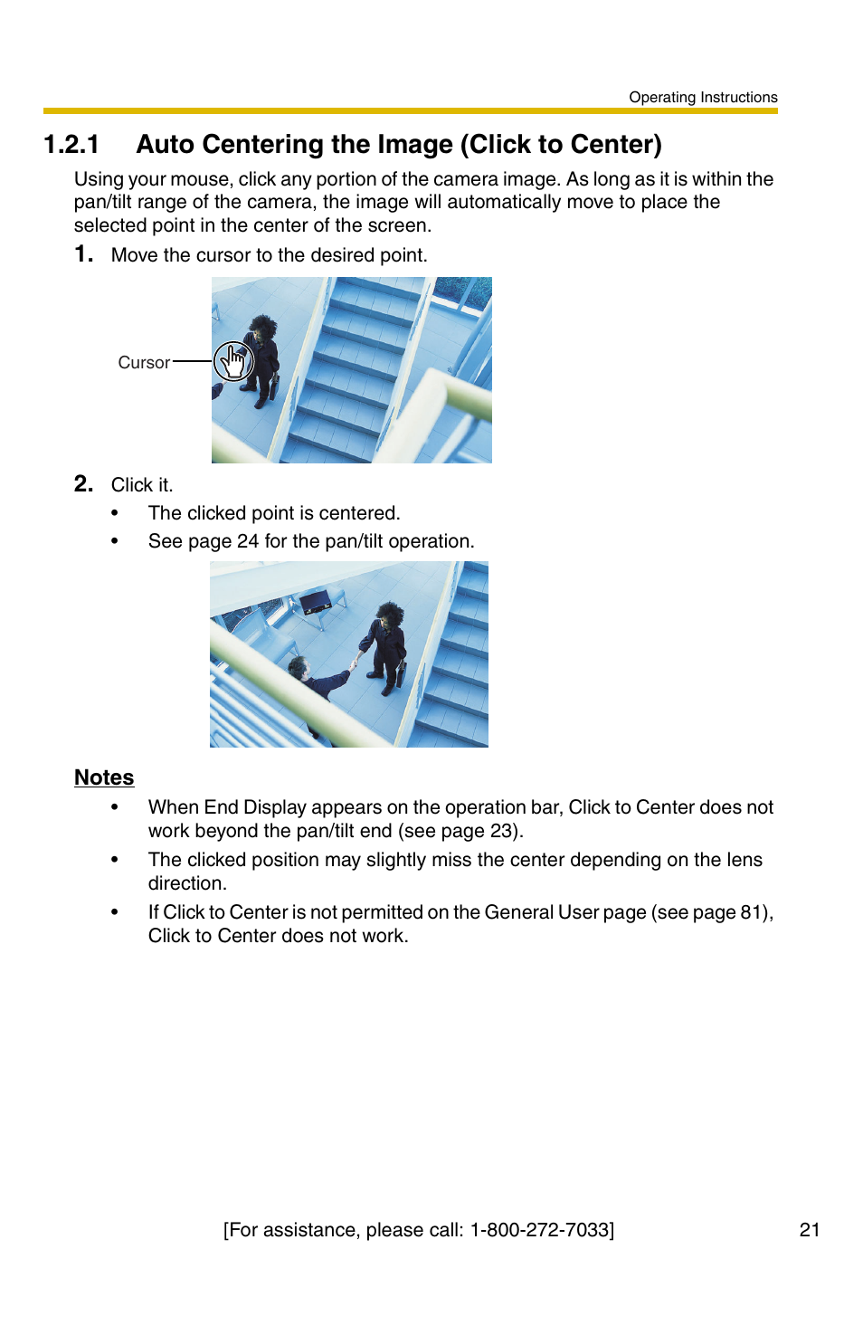 1 auto centering the image (click to center), E 21 | Panasonic BB-HCM371A User Manual | Page 21 / 160