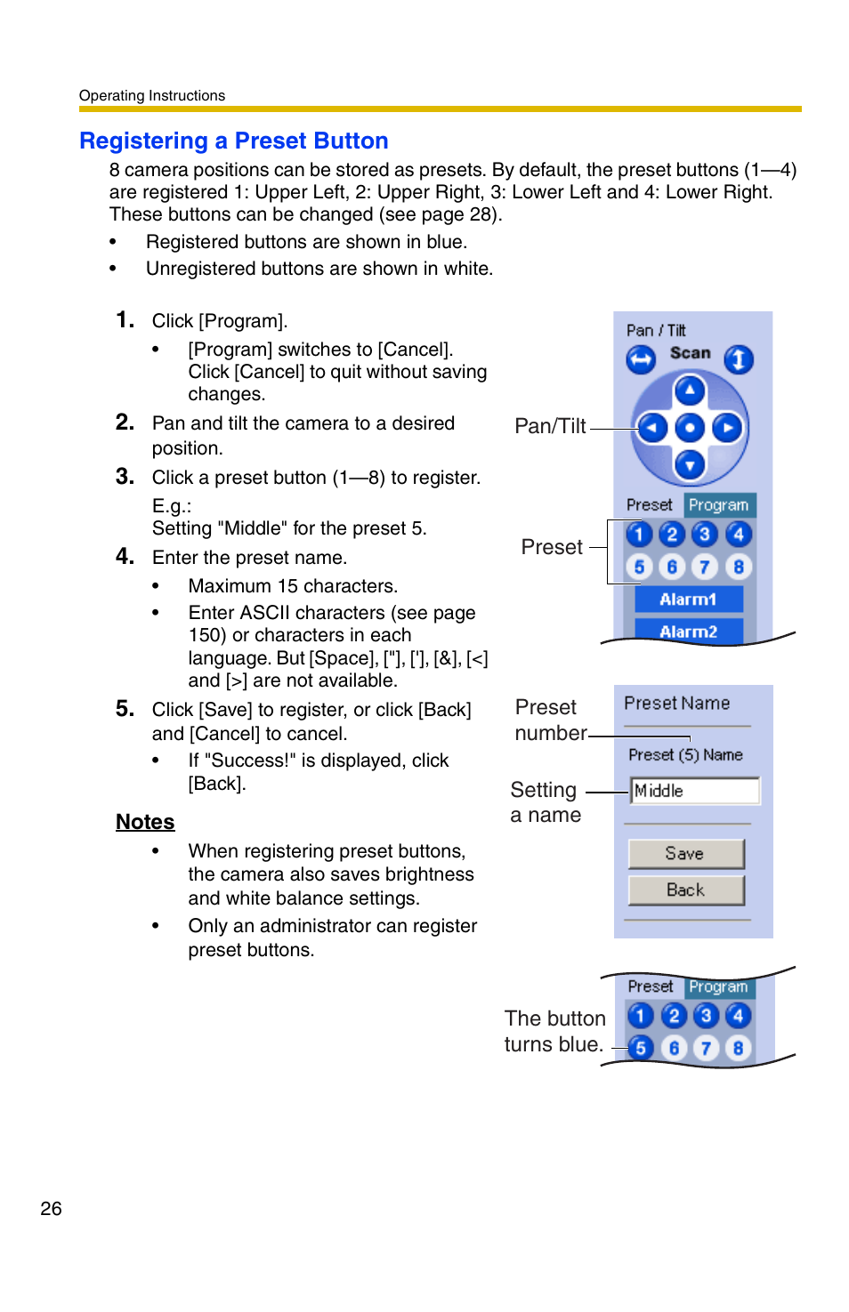 Registering a preset button | Panasonic BB-HCM371A User Manual | Page 26 / 160