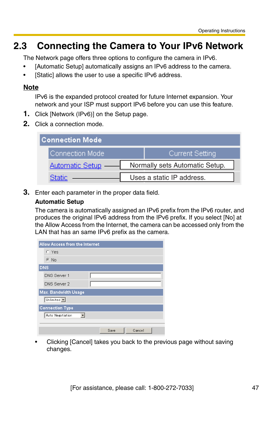 3 connecting the camera to your ipv6 network | Panasonic BB-HCM371A User Manual | Page 47 / 160