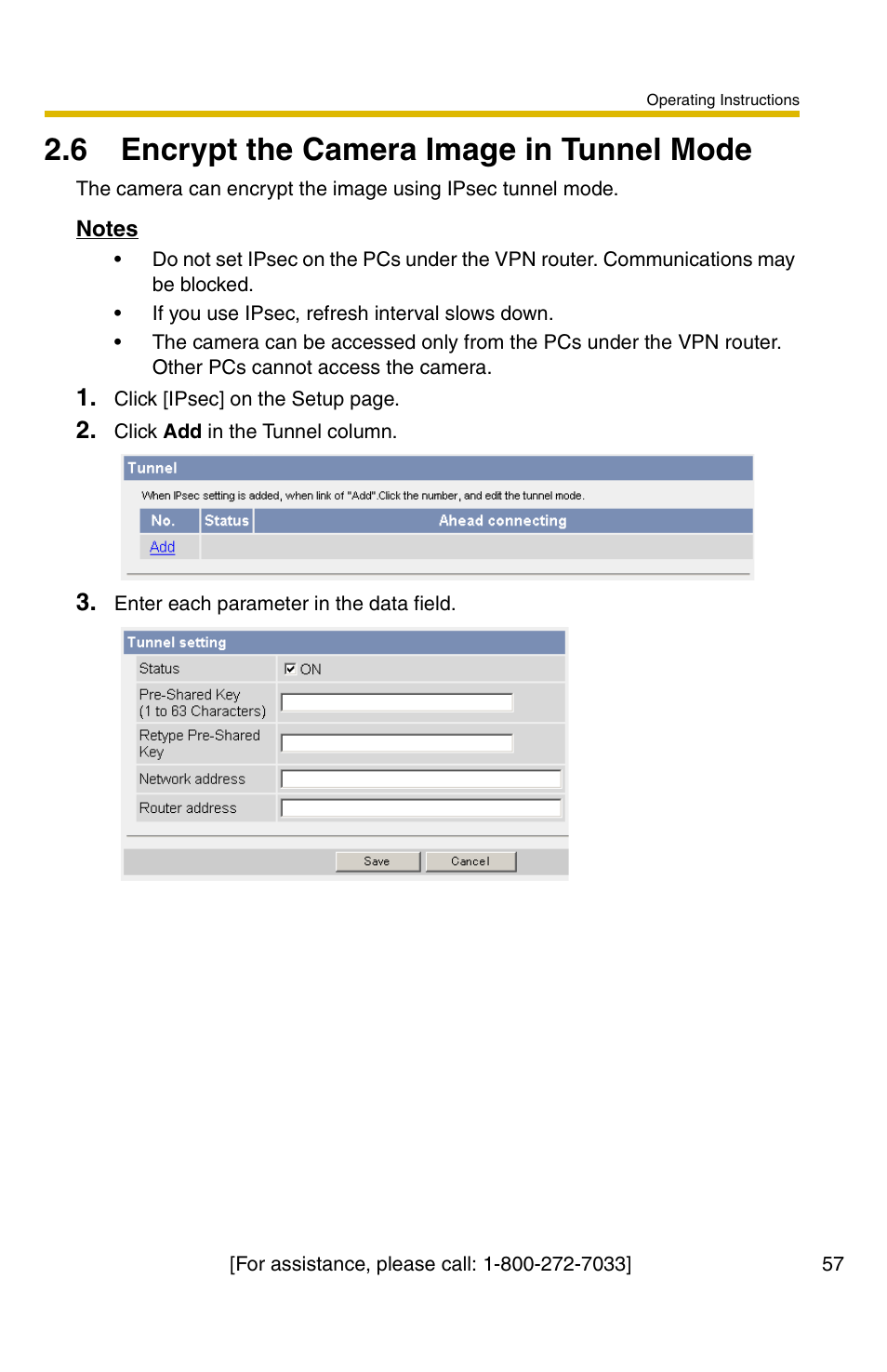 6 encrypt the camera image in tunnel mode | Panasonic BB-HCM371A User Manual | Page 57 / 160