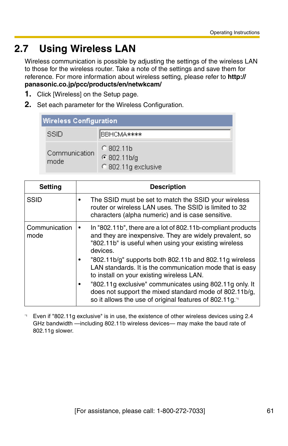 7 using wireless lan | Panasonic BB-HCM371A User Manual | Page 61 / 160