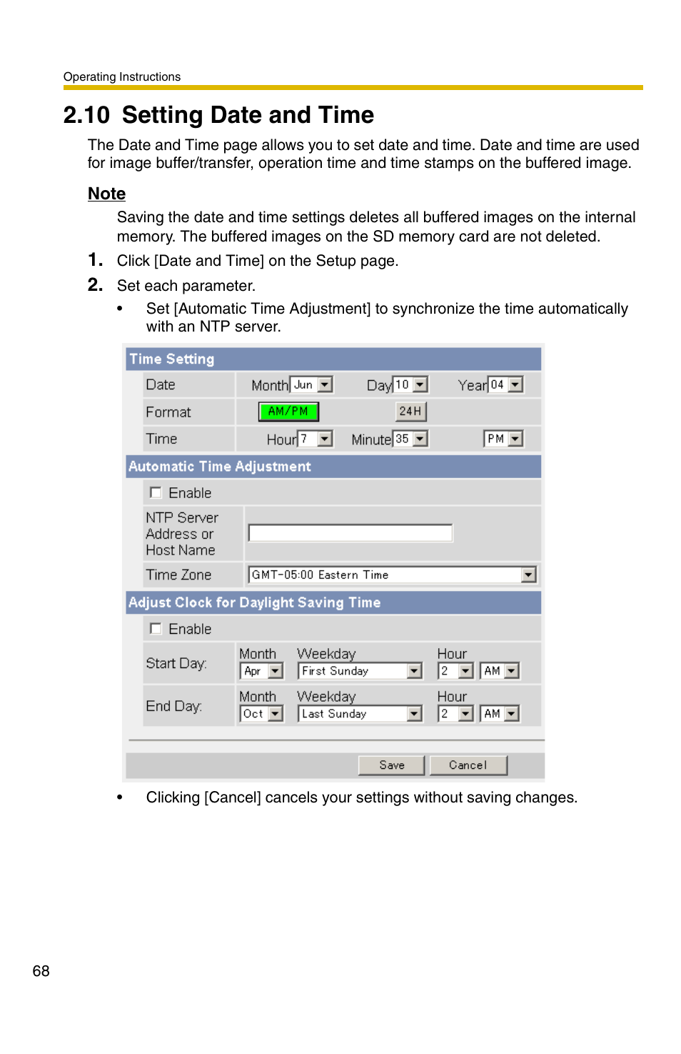 10 setting date and time | Panasonic BB-HCM371A User Manual | Page 68 / 160