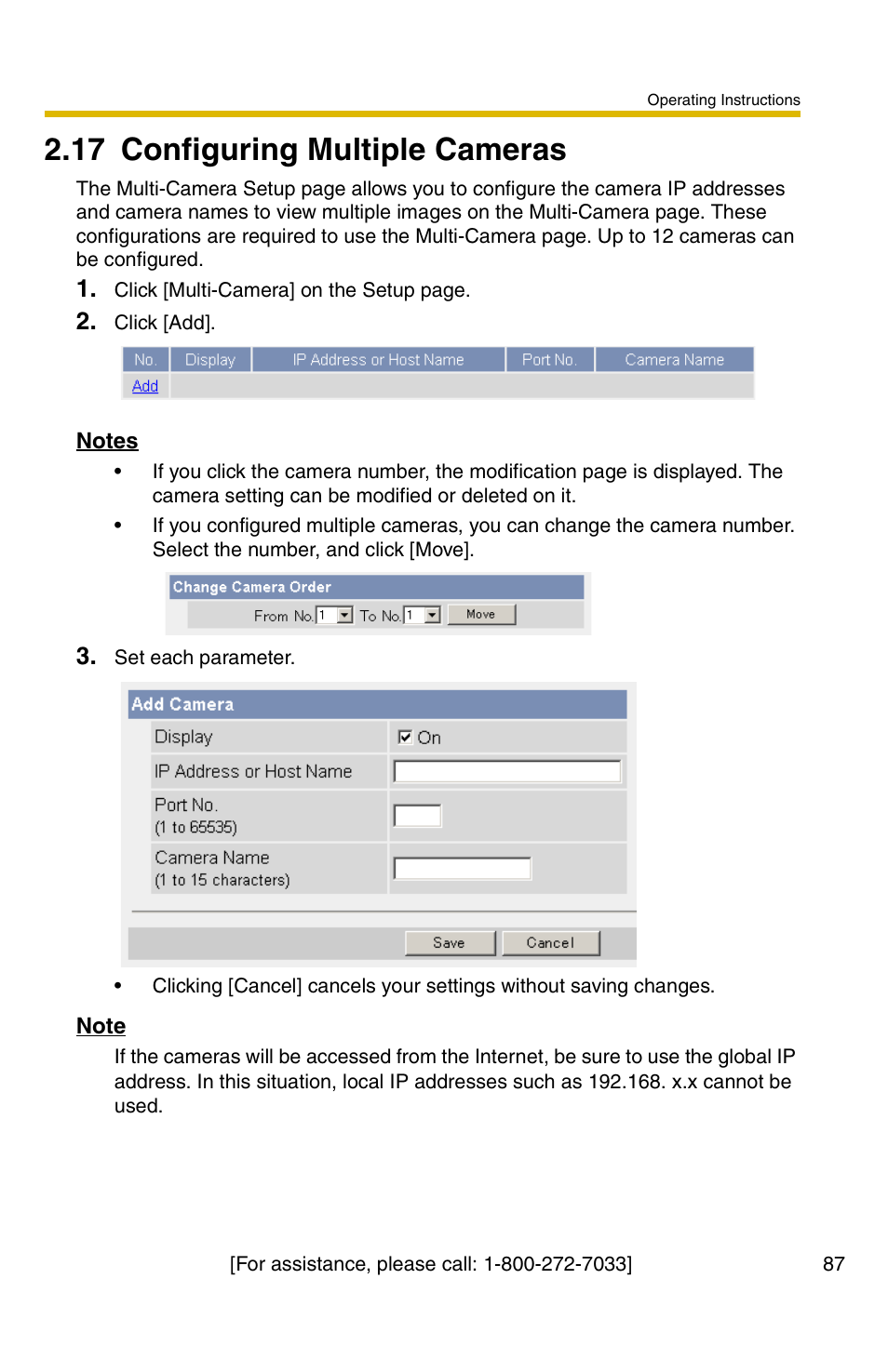 17 configuring multiple cameras | Panasonic BB-HCM371A User Manual | Page 87 / 160