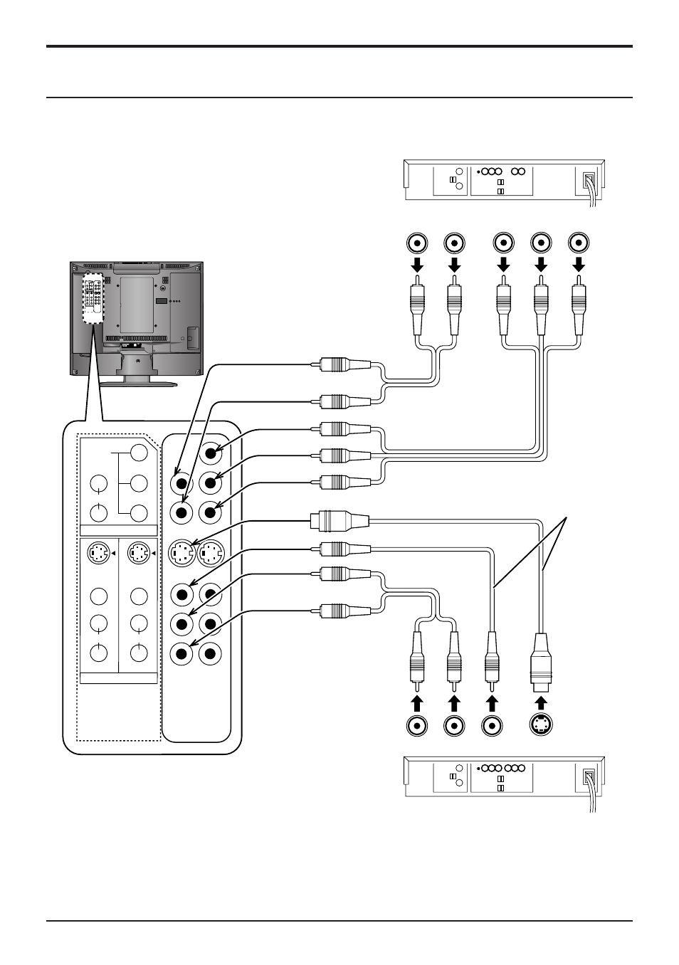 How to connect the input terminals, 10 how to connect the input terminals, Connections | Connect vcr and other peripheral equipment, S-video cable video audio, Video, Audio, Connect the s-video or video terminal | Panasonic CT-L1400 User Manual | Page 10 / 32