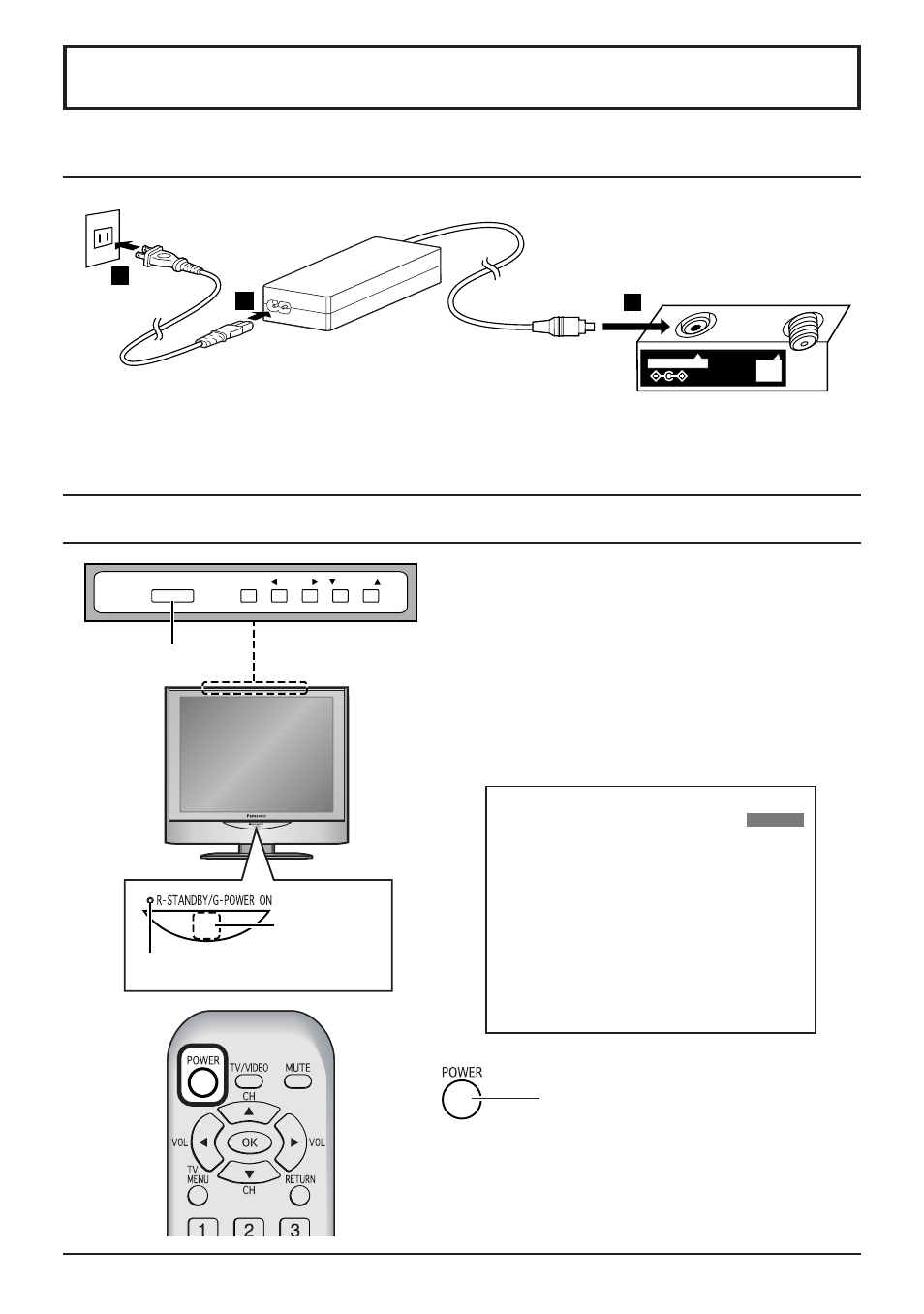 Power on / off, Connecting the plug to the wall outlet, How to turn the power on | Panasonic CT-L1400 User Manual | Page 13 / 32