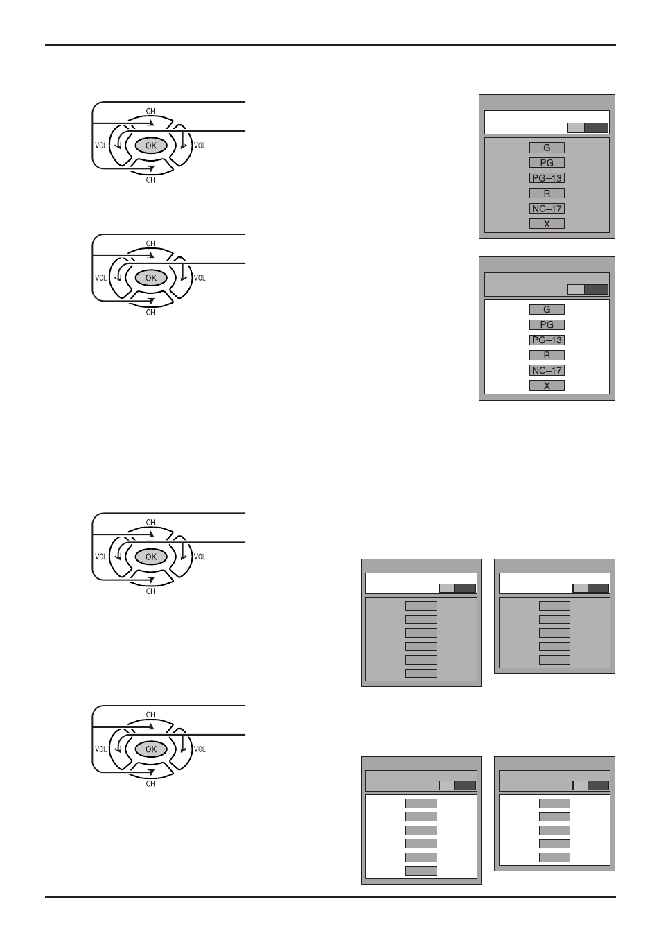 Lock feature, For u.s.movies to lock, For canadian english / canadian french to lock | Panasonic CT-L1400 User Manual | Page 24 / 32