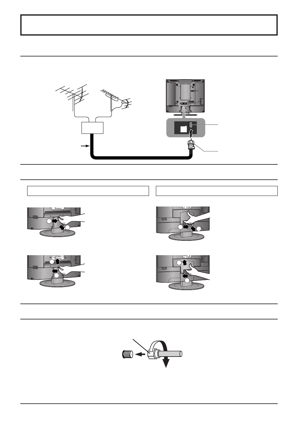 Connections, Antenna cover removal and fitting, Antenna / cable connection | Panasonic CT-L1400 User Manual | Page 8 / 32